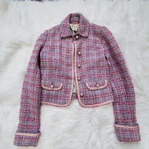 Pink Wool Blend Tweed Jacket |Abercrombie & Fitch